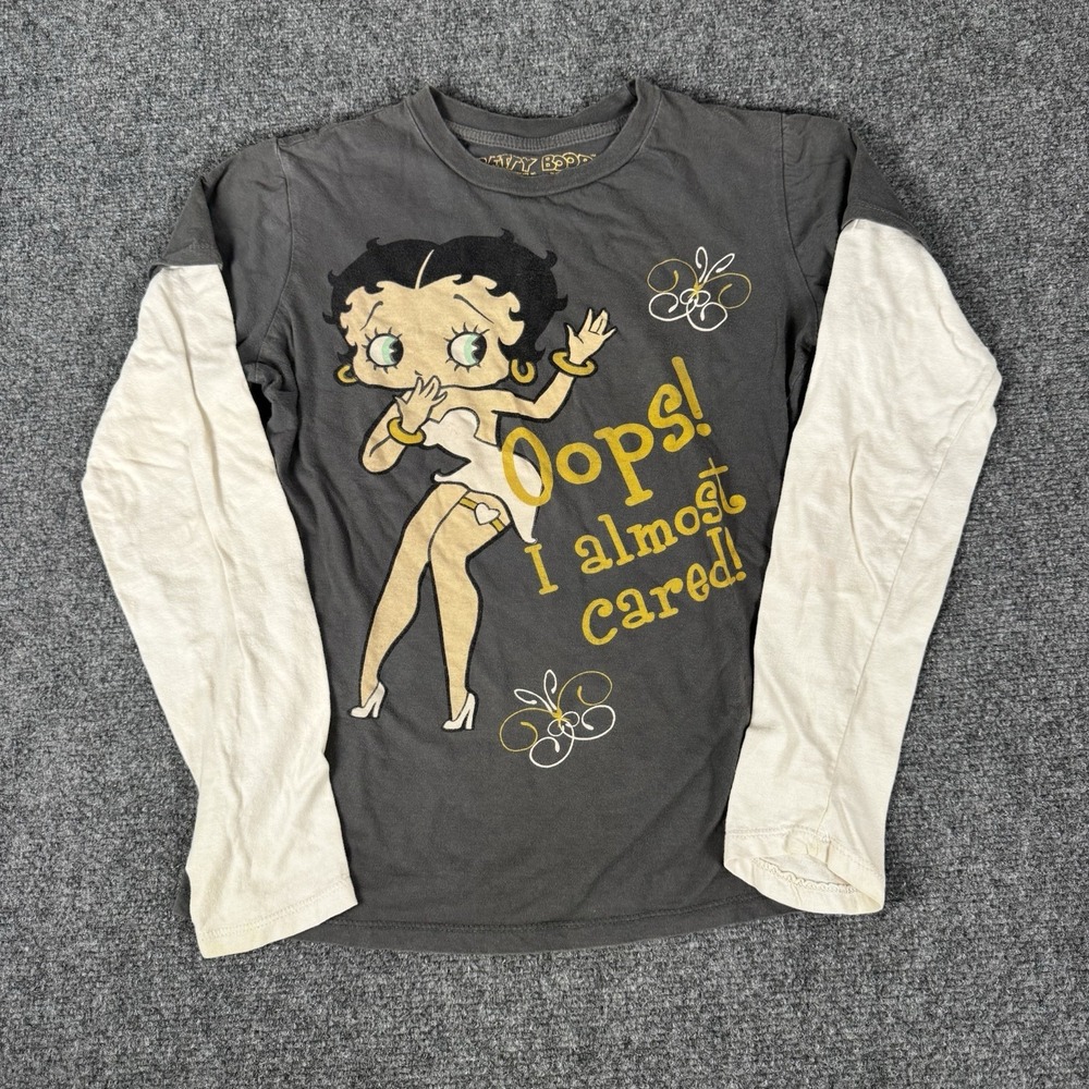 Betty Boop Oops I almost cared! 2007 Layered Long Sleeve and Short Sleeve Shirt